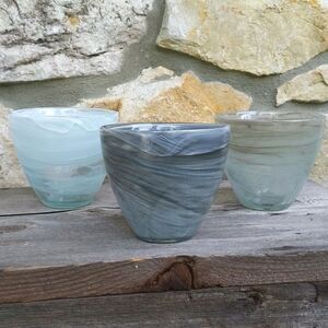 Ecoglass‎ Coastal Votive Candle Holders Swirl Recycled Glass Eco-friendly